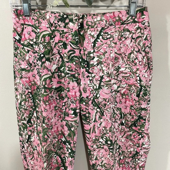 NWOT H&M Ankle Length Pink Green Floral Dress Pant 4 - Picture 2 of 16